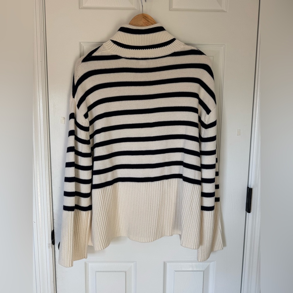GAP 100% Cotton Shaker-Stitch Nautical Striped Turtleneck Sweater - Size M - Picture 6 of 9